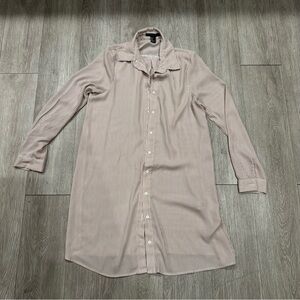 Forever 21 Brown and Beige Striped Long Sleeve Shirt Dress Women's Size Small